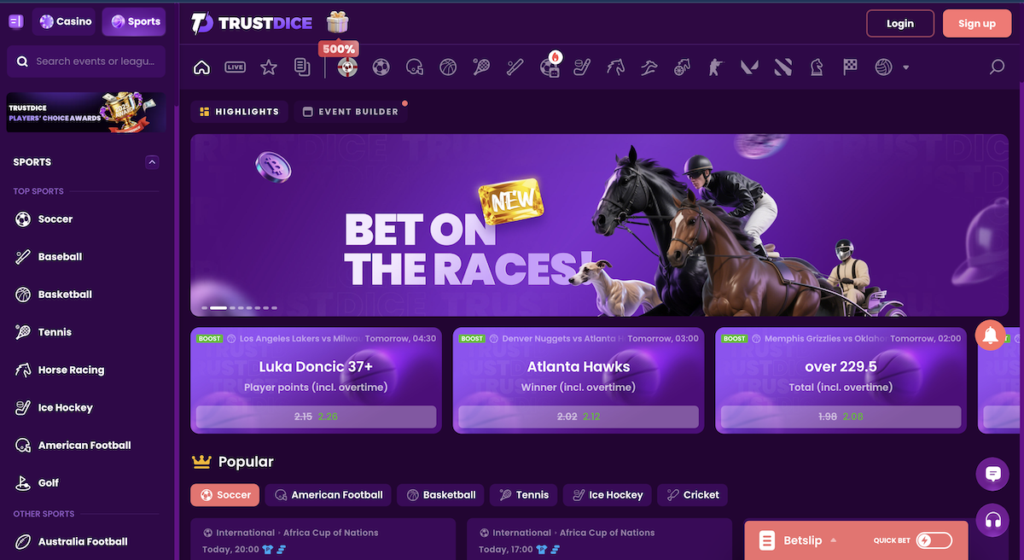 sports betting at trustdice