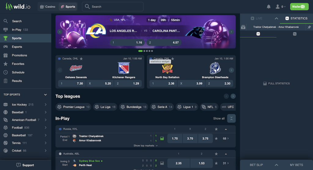 sports betting at wild.io