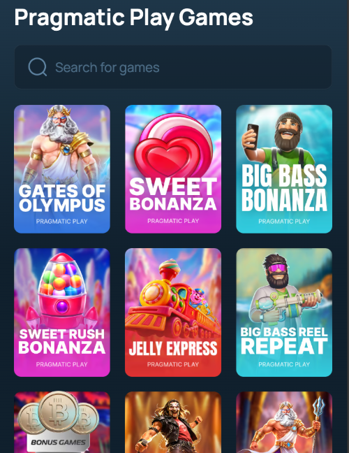 fortunejack pragmatic play games lobby with gates of olympus, sweet bonanza and big bass bonanza