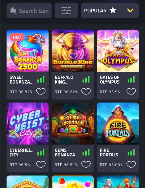 mbit casino pragmatic play slots lobby with sweet bonanza 2500, buffalo king megaways and gates of olympus