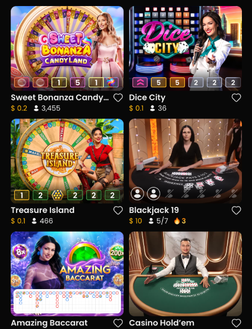 pragmatic play live lobby with sweet bonanza candyland, dice city, blackjack and amazing baccarat tables