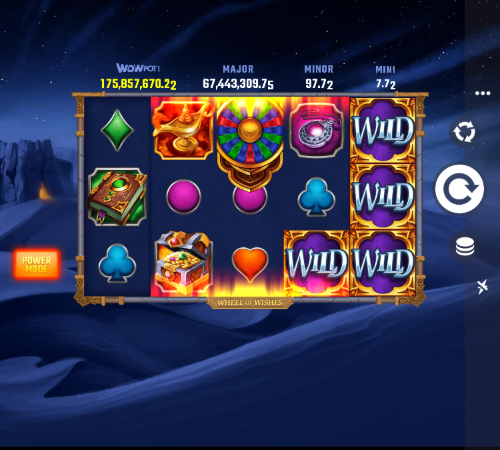 wheel of wishes slot with the wowpot major minor and mini jackpot meters