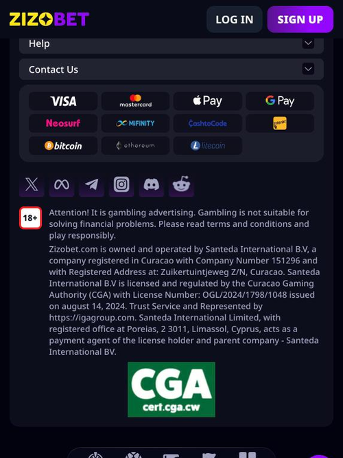 zizobet payment methods visa mastercard apple pay google pay neosurf mifinity cashtocode interac bitcoin ethereum litecoin
