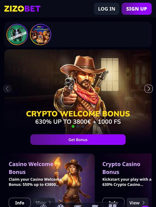 crypto welcome bonus 630% up to 3800 euro plus 1000 free spins on the zizobet home screen