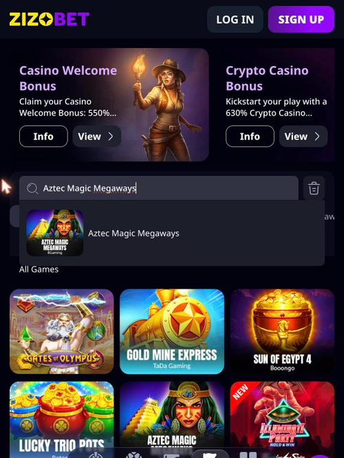 aztec magic megaways by bgaming in the zizobet slot search