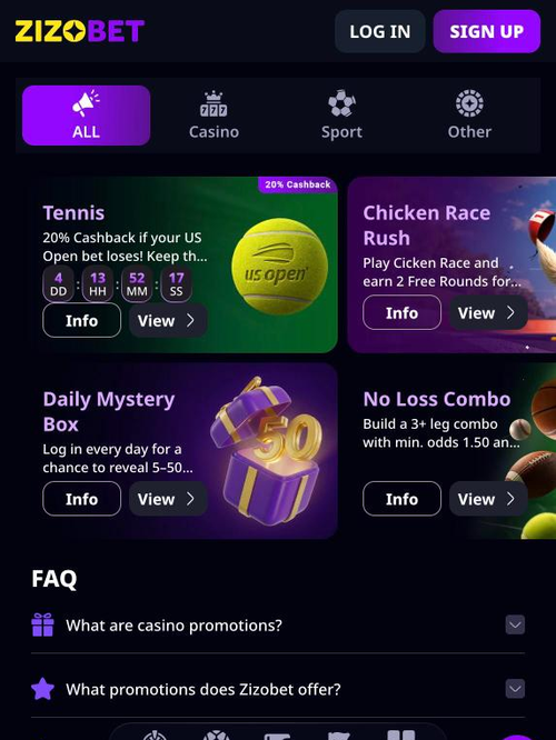 zizobet promotions tennis cashback chicken race rush daily mystery box no loss combo