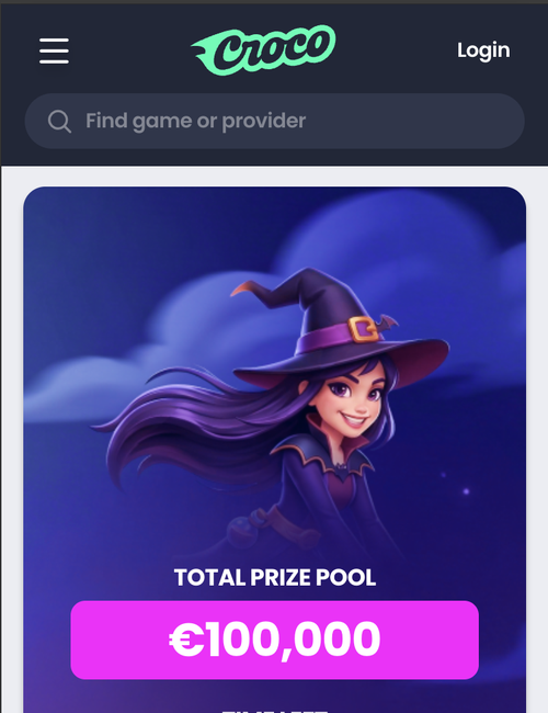 crocoslots tournament page for haunted wins with a €100,000 total prize pool