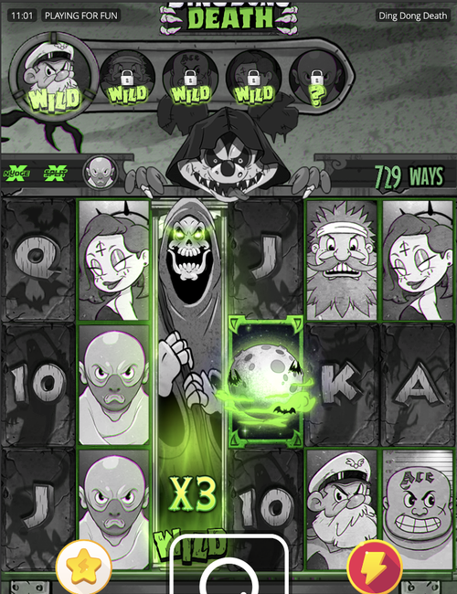 ding dong death slot by nolimit city on mobile with wild character symbols on the reels