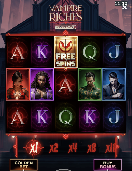 vampire riches doublemax slot by yggdrasil on mobile with the multiplier trail under the reels
