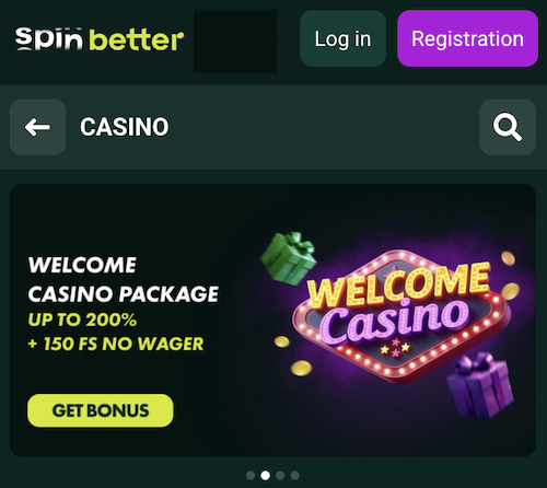 welcome bonus banner for spinbetter casino