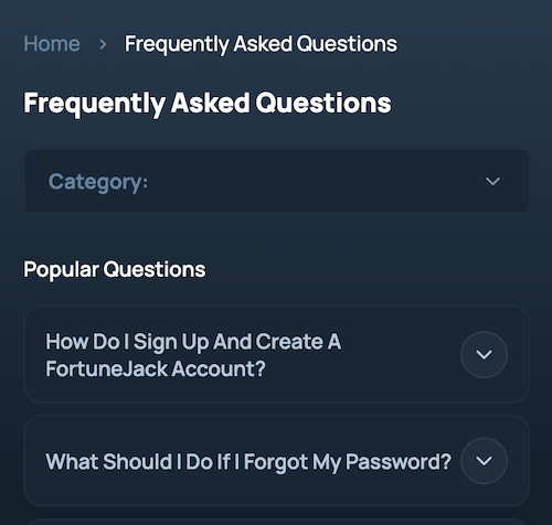 frequently asked questions at fortunejack