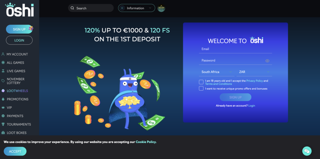 Oshi Casino Exclusive Bonus